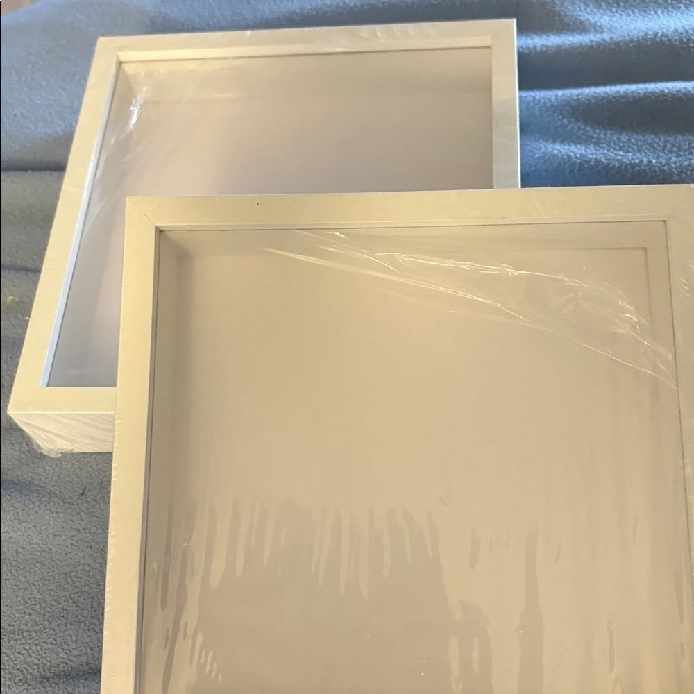 NEW- Set of TWO EMPTY Frames Photos or Dried Flower Shadow Box  white Frames